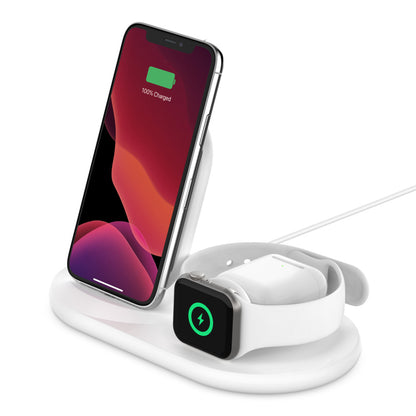 Belkin Chargeur sans fil BOOSTCHARGE 3-1 pour iPhone + Apple Watch + AirPods 7.5W Blanc